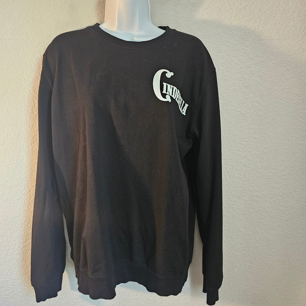 Disney Cinderella Graphic Sweatshirt Black Crewneck Back Print Other Slipper